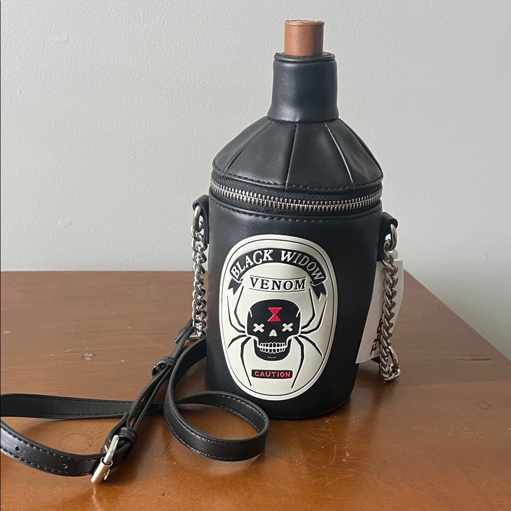 Fine by Me - Black Widow Poison Bottle Venom Crossbody Bag Purse NWT